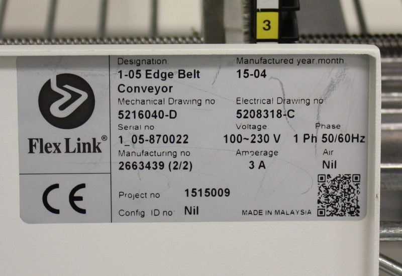 Flexlink .5 m Edge Belt Transfer Conveyor