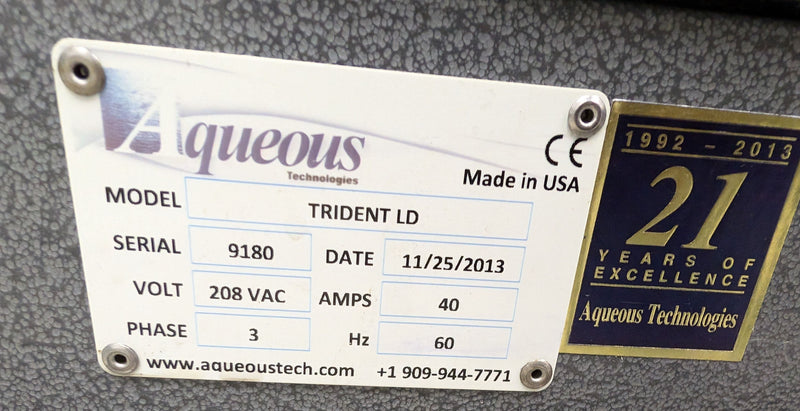 Aqueous Technologies Trident LDO Batch Cleaner / Closed Loop Recycling