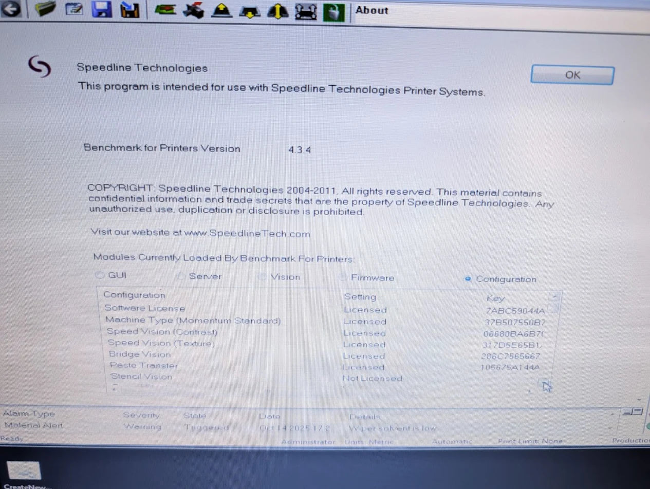 Speedline Momentum Automatic Screen Printer 2013 #M202342