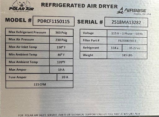 Polar Air EM-TS3-20 Rotary Screw Air Compressor 20HP 85 SCFM + Refrigerated Air Dryer Package