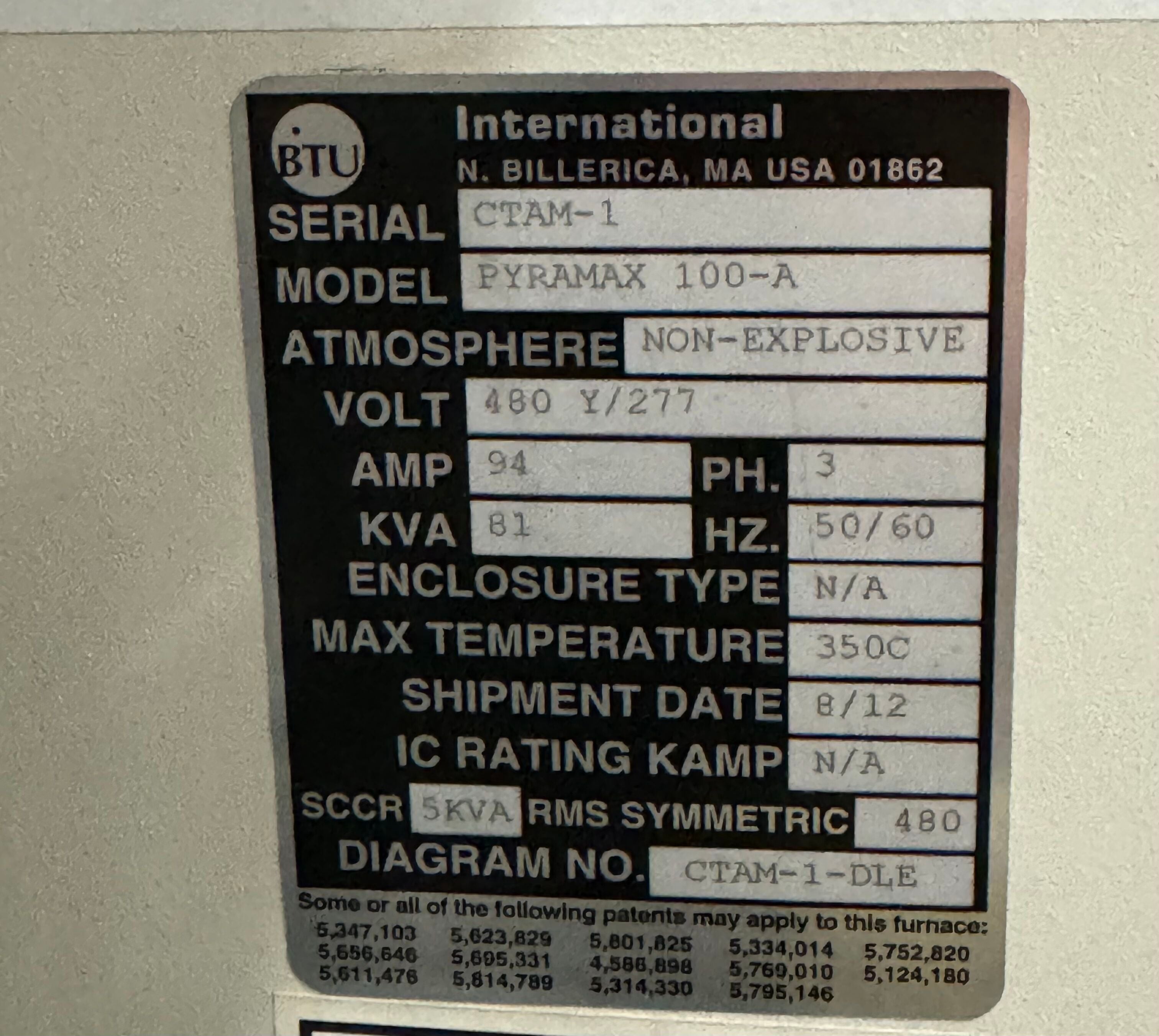 BTU Pyramax 100A lead Free Reflow Oven -2012 #CTAM-1
