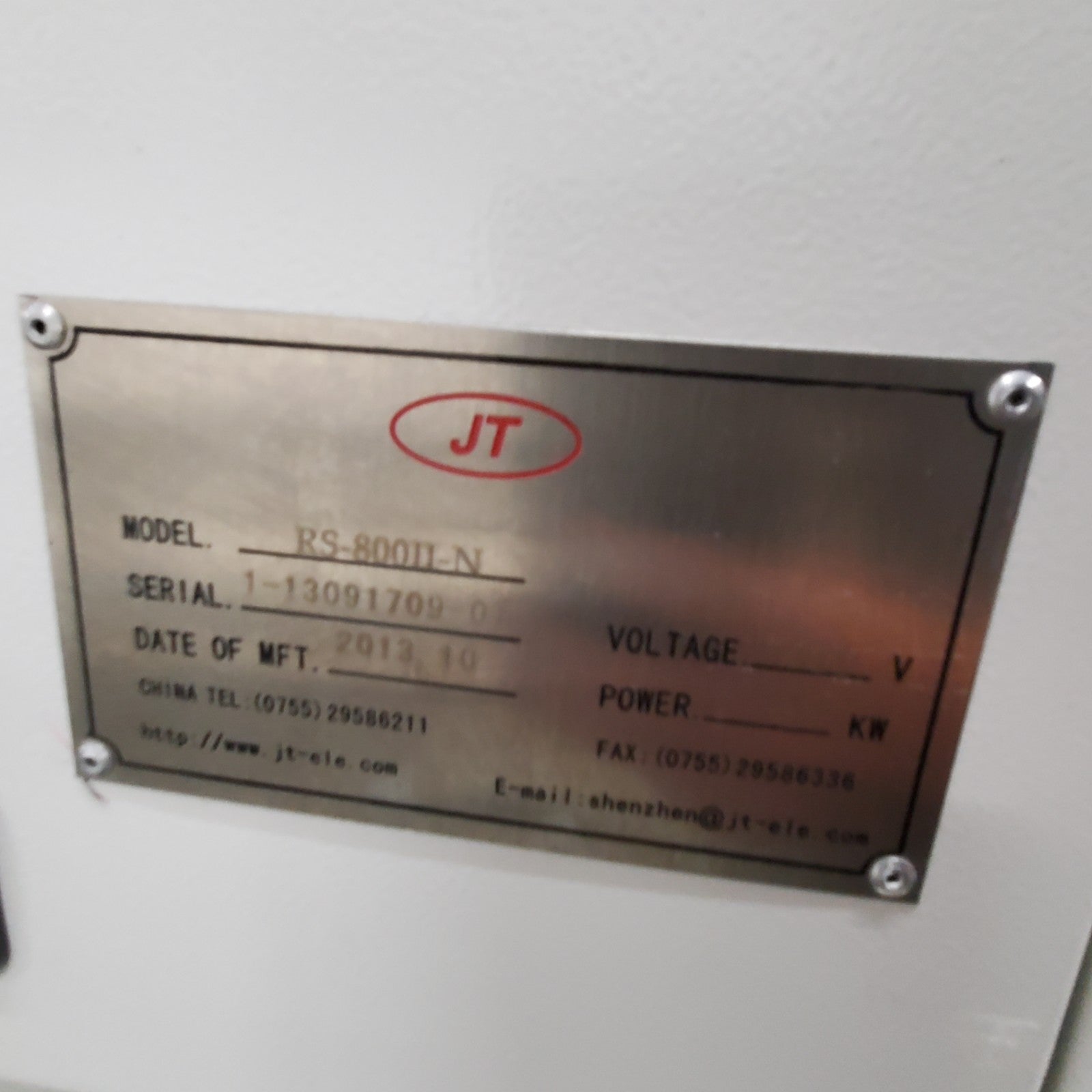 JUKI RS-800II-N 2013 8 zone Nitrogen Reflow Oven