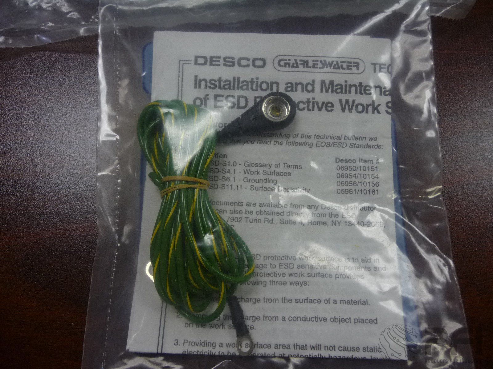 DESCO # 09817 10' GROUND CORD FLOOR 10MM SOCKET NO RESISTOR