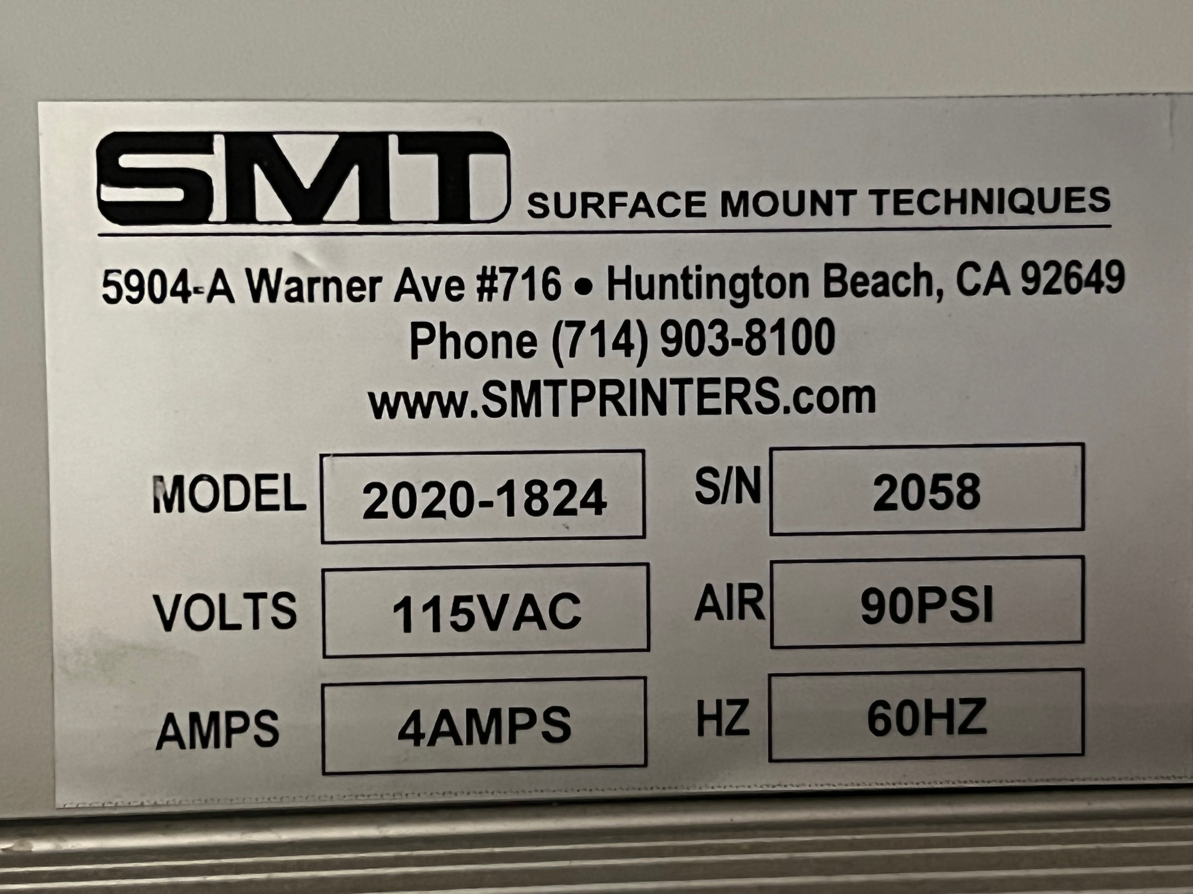 SMT Surface Mount Techniques Screen Printer Model 2020-1824